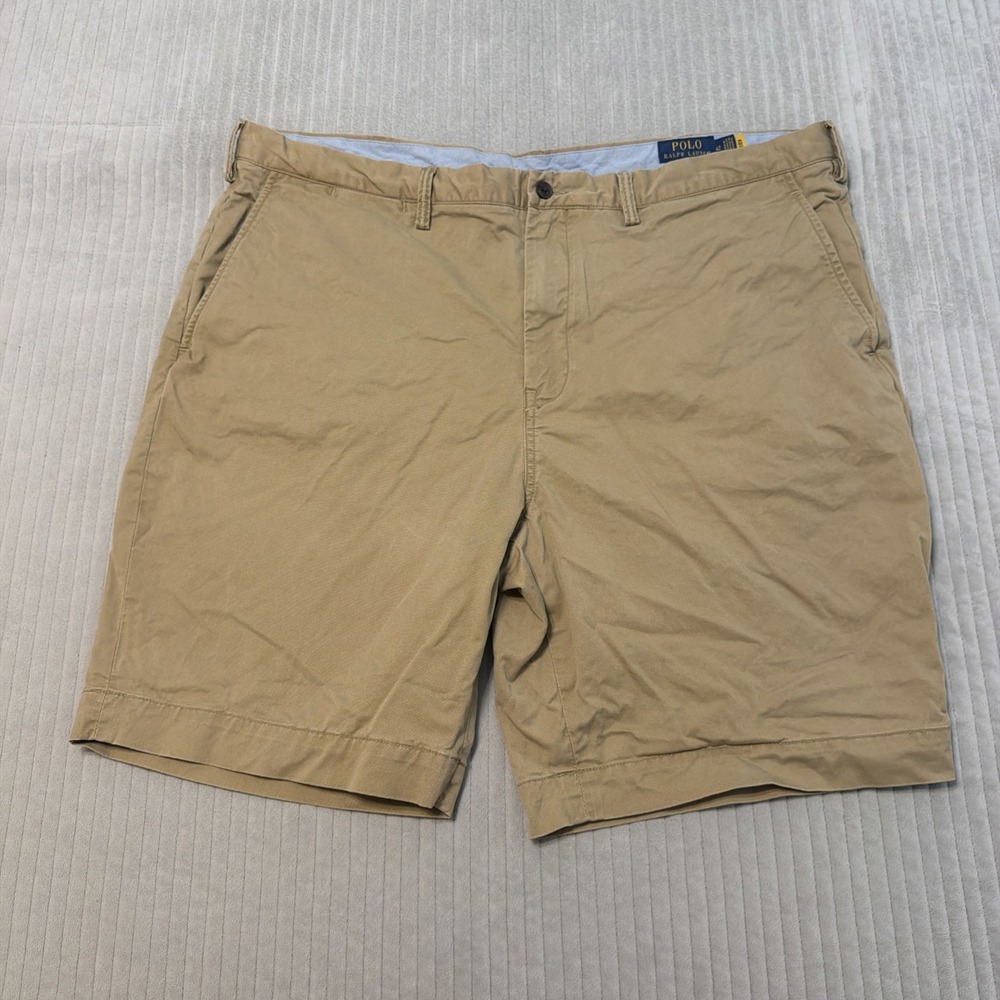 Polo Ralph Lauren Shorts Mens 42 Classic Fit 9" Chino Tan Khaki Cotton